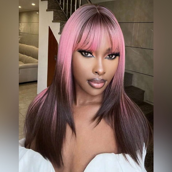 ? NEW Ombre Pink Medium Length Wig main image 9